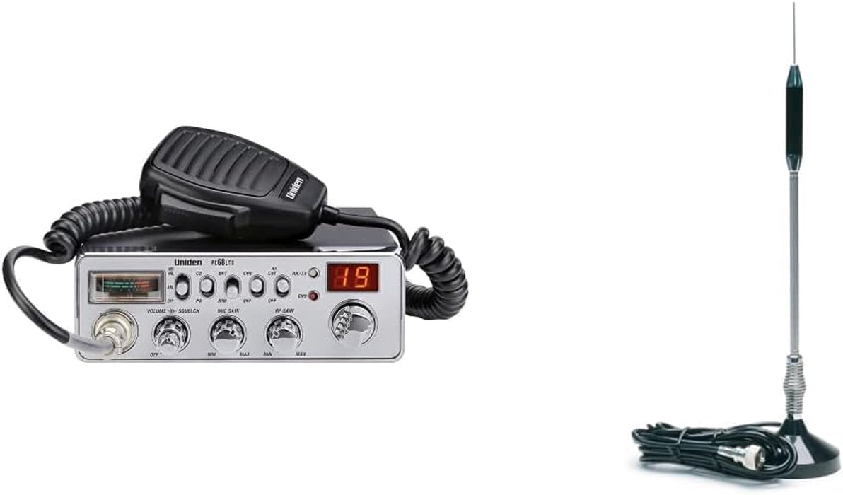 PC68LTX 40-Channel CB Radio with PA/CB Switch, RF Gain and Mic Gain Control, Analog S/RF Meter, Instant Channel 9, Automatic Noise Limiter, and Hi-Cut Switch,Silver