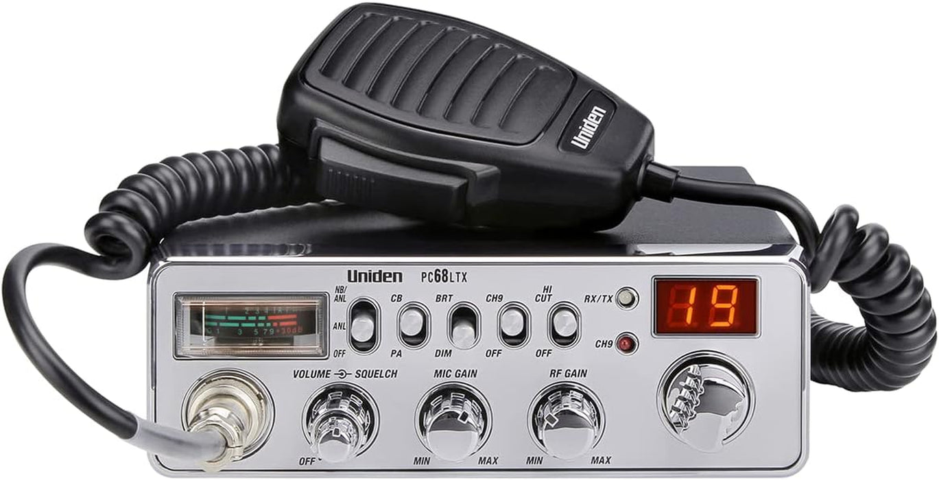 PC68LTX 40-Channel CB Radio with PA/CB Switch, RF Gain and Mic Gain Control, Analog S/RF Meter, Instant Channel 9, Automatic Noise Limiter, and Hi-Cut Switch,Silver