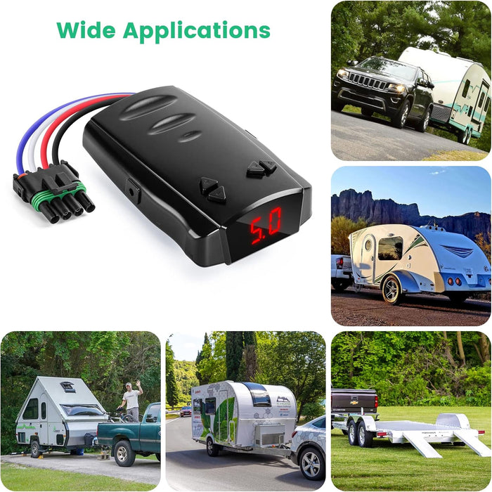 Trailer Brake Controller, Time-Delay Brake Controller for 1-4 Axles, Ideal for Light-Duty and Occasional Towing, Ensures Driving Safety on the Road