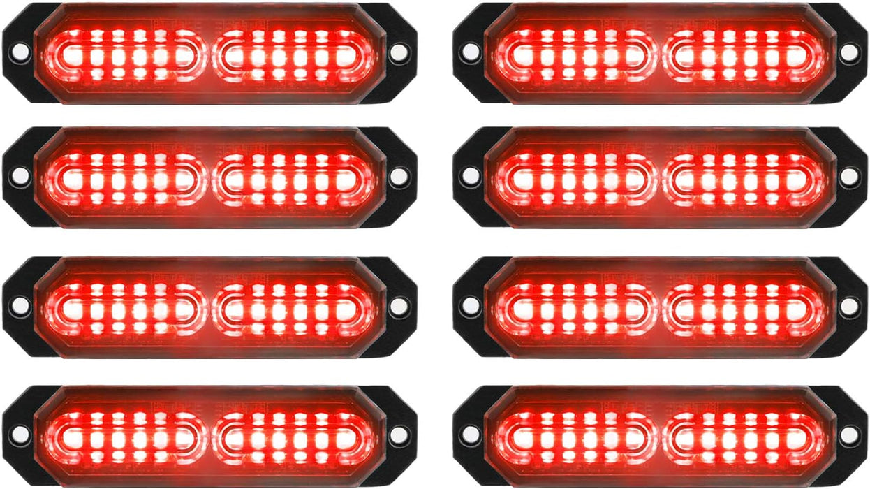 "Ultra Slim 12-LED Sync Feature Strobe Lights for Truck Car Vehicle - Emergency Beacon Hazard Warning Lights"