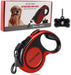 Upgraded Retractable Dog Leash, 16" Extra Long Tangle-Free Reflective Nylon, Small to Medium Dogs up to 110Lbs, Waste Bags and Dispenser Included (Red)