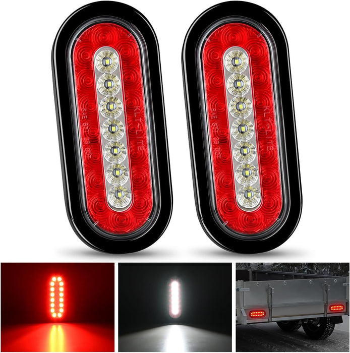 - TL-01 6" Oval Red LED Tail 2PCS W/Surface Mount Grommets Plugs IP65 Waterproof Stop Brake Turn Trailer Lights for RV Truck Jeep