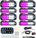 "Ultra Slim LED Emergency Strobe Lights - 8-Pcs Sync Feature for Trucks, Vehicles, Construction - Amber/White"