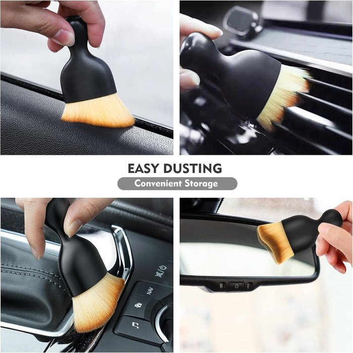 2PCS Car Interior Cleaning Brush, Automotive Interior Dusting Brush, Soft Bristles Woobrooch Brush for Automotive Dashboard, Air Conditioner Vents, Scratch Free