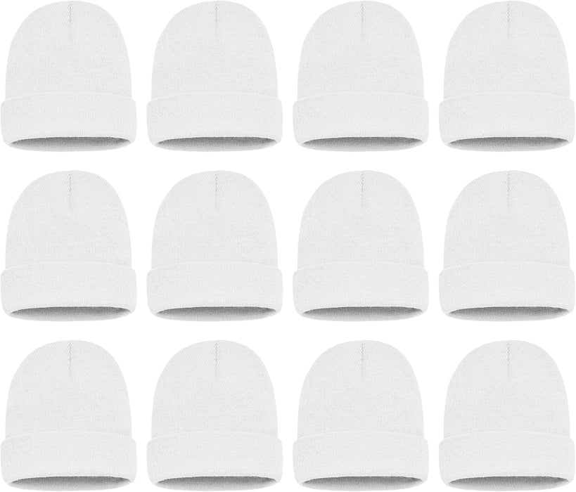 12 Pack Winter Beanie Hats for Men Women, Warm Cozy Knitted Cuffed Skull Cap, Wholesale