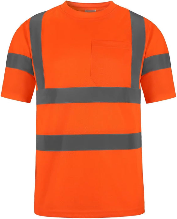 High Visibility Shirts Quick Dry Safety T Shirts with Reflective Strips and Pocket Short Sleeve Mesh Hi Vis Construction Work Class 2 Shirt for Men/Women Black Bottom Lime,Medium