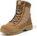 "Men's Military Tactical Side Zip Leather Combat Boots by "