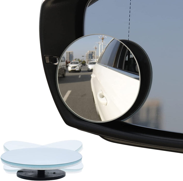 Blind Spot Mirror, 2" round HD Glass Frameless Convex Rear View Mirrors Exterior Accessories with Wide Angle Adjustable Stick for Car SUV and Trucks, Pack of 2