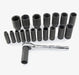 19Pcs 1/2" Impact Socket Set, 6-Point Deep Socket, Cr-V Steel, 3/8 Inch - 1-1/2 Inch