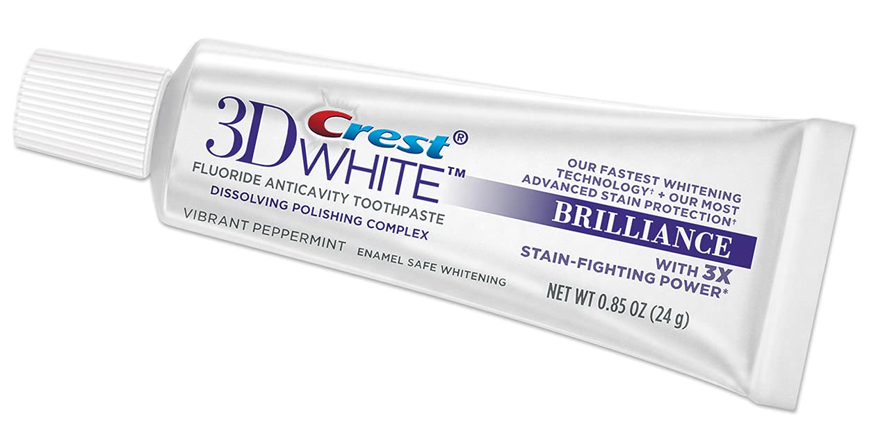 3D White Brilliance Toothpaste, Vibrant Peppermint, Travel Size 0.85 Oz (24G) - Pack of 4