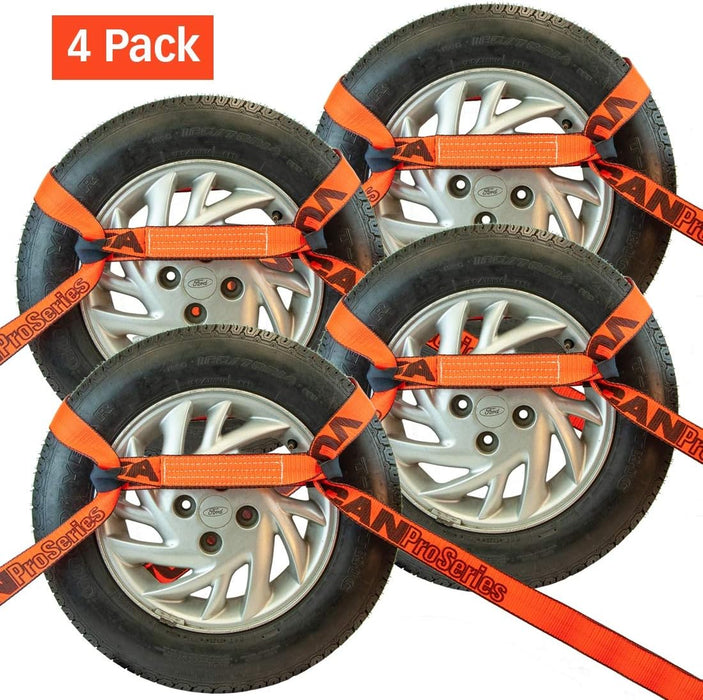 8-Point Roll Back Vehicle Tie down Kit with Chain Tails on Both Ends - Set of 4 - Proseries