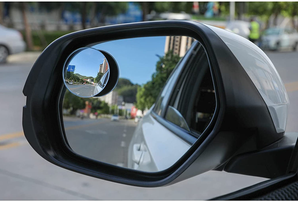 Blind Spot Mirror, 2" round HD Glass Frameless Convex Rear View Mirrors Exterior Accessories with Wide Angle Adjustable Stick for Car SUV and Trucks, Pack of 2