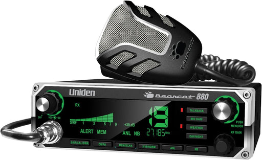 BEARCAT 880 CB Radio with 40 Channels and Large Easy-To-Read 7-Color LCD Display with Backlighting, Backlit Control Knobs/Buttons, NOAA Weather Alert, PA/CB Switch, and Wireless Mic Compatible