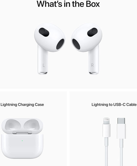 Airpods (3Rd Generation) Wireless Ear Buds, Bluetooth Headphones, Personalized Spatial Audio, Sweat and Water Resistant, Lightning Charging Case Included, up to 30 Hours of Battery Life