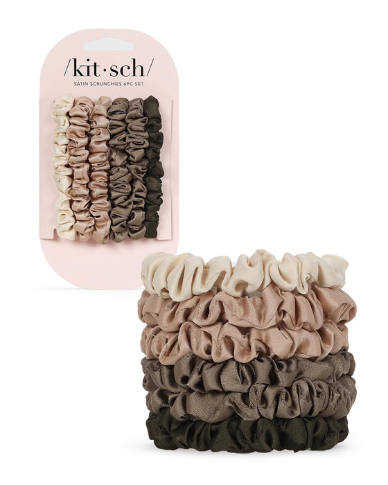 Terracotta Satin Hair Scrunchies for Women - Softer than Silk, No Damage, Silk Ponytail Holders, 5 Count