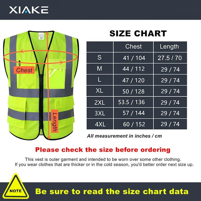 Multiple Pockets Class 2 High Visibility Reflective Safety Vest Men Women Work Construction Vest Meets ANSI Standards