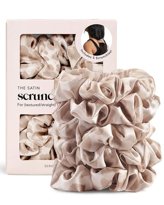 Terracotta Satin Hair Scrunchies for Women - Softer than Silk, No Damage, Silk Ponytail Holders, 5 Count