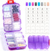 3 Pack, 14 GRIDS Travel Pill Organizer Box with Labels - Travel Medicine Case Kit - Pocket Daily Pharmacy Container - Travel Medication Holder Dispenser for Fish Oil Vitamin Supplement Storage