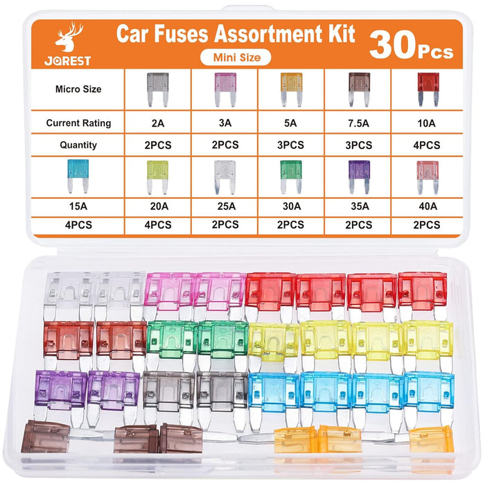 180Pcs Car Fuses Assorted Kit, 60 Mini Blade Car Fuse + 60 Standard Fuse Automotive + 60 Micro Fuse + 1 Puller –11 Specifications Mixed Auto Fuse: 2Amp 3A 5A 7.5A 10A 15A 20A 25A 30A 35A 40A