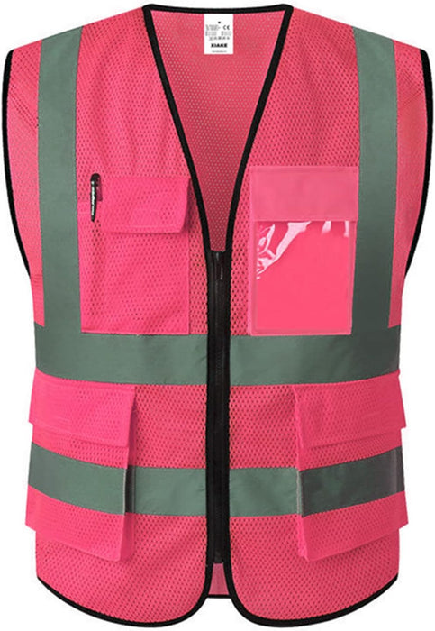 Multiple Pockets Class 2 High Visibility Reflective Safety Vest Men Women Work Construction Vest Meets ANSI Standards