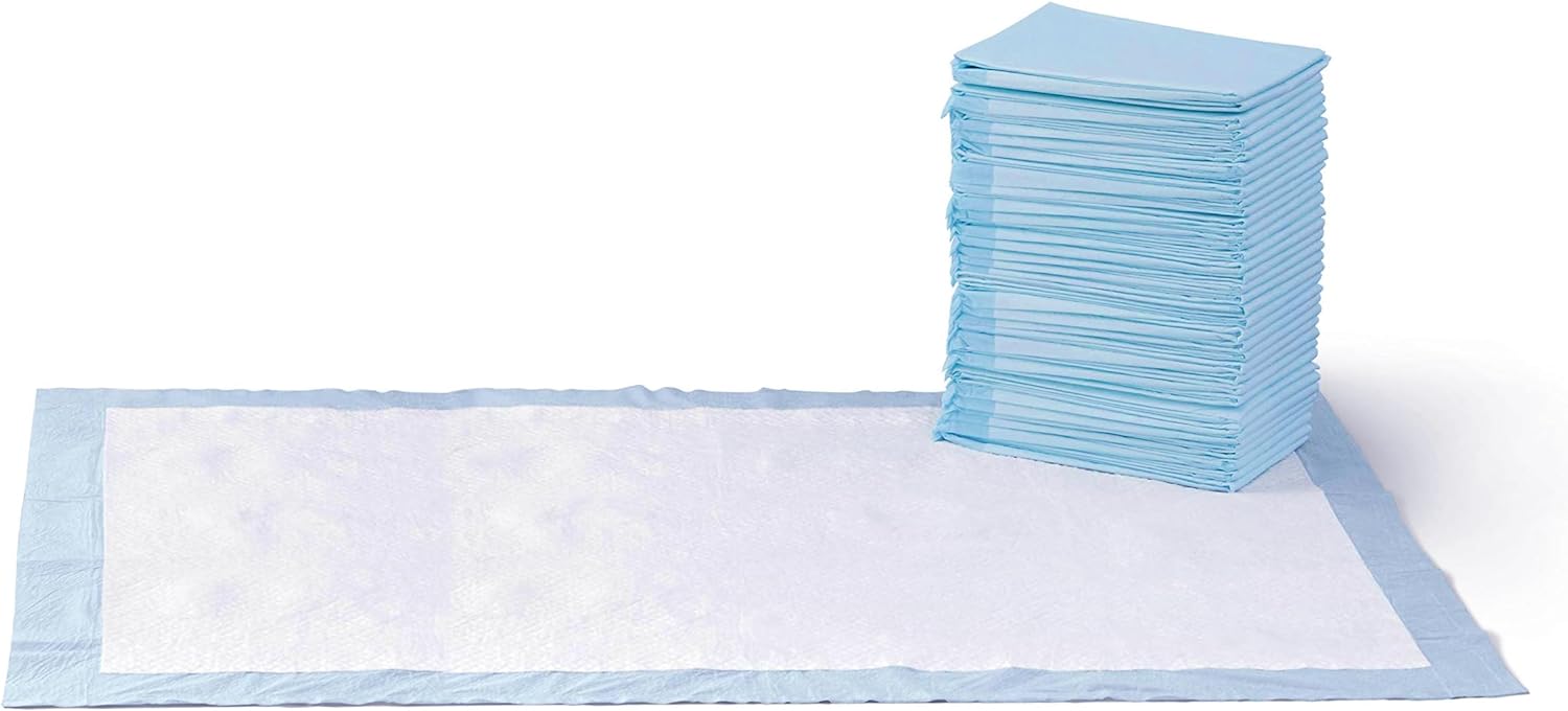 Dog and Puppy Pee Pads with 5-Layer Leak-Proof Design and Quick-Dry Surface for Potty Training, Standard Absorbency, X-Large, 28 X 34 Inch - Pack of 60, Blue & White