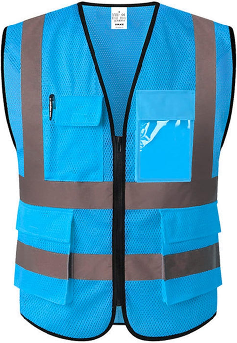 Multiple Pockets Class 2 High Visibility Reflective Safety Vest Men Women Work Construction Vest Meets ANSI Standards