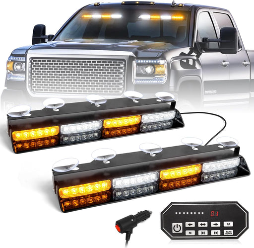 "Emergency Dash Strobe Lights: 2X16.8 Inch Amber White Security Light Bar with Controller"