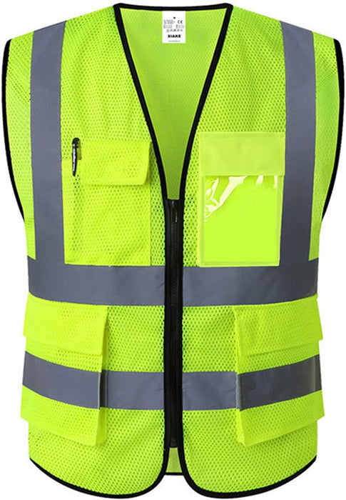 Multiple Pockets Class 2 High Visibility Reflective Safety Vest Men Women Work Construction Vest Meets ANSI Standards