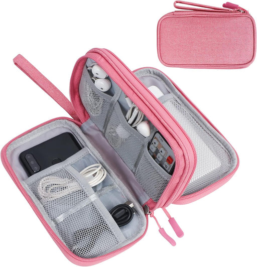 Travel Cable Organizer Pouch Electronic Accessories Carry Case Portable Waterproof Double Layers All-In-One Storage Bag for Cord, Charger, Phone, Earphone Black