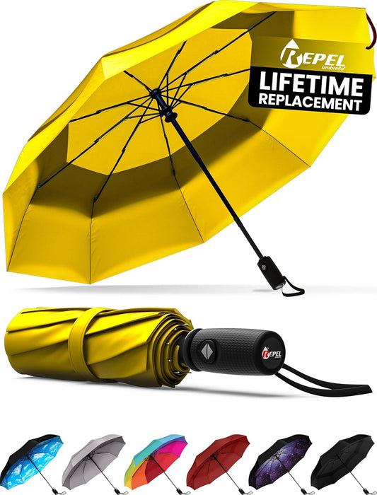 Windproof Travel Umbrellas for Rain - Easy Auto Open Close, Durable & Compact Umbrella, Strong Fiberglass Frame, Waterproof Canopy - Backpack, Purse, Portable Umbrella for Travel