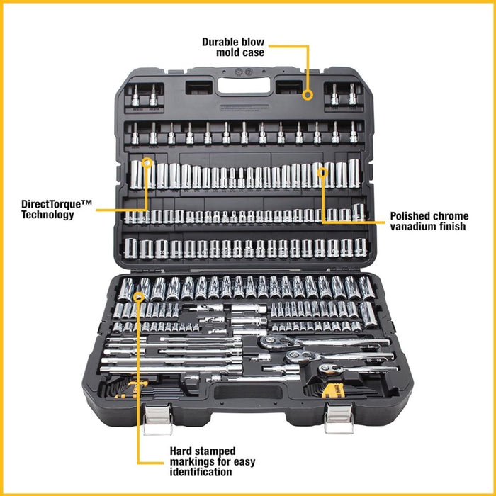 Mechanics Tool Set, SAE and Metric, 1/2, 1/4, 3/8 Drive Sizes, 192-Piece (DWMT75049)