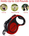 Upgraded Retractable Dog Leash, 16" Extra Long Tangle-Free Reflective Nylon, Small to Medium Dogs up to 110Lbs, Waste Bags and Dispenser Included (Red)