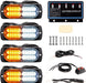 "Ultra Slim LED Emergency Strobe Lights - 8-Pcs Sync Feature for Trucks, Vehicles, Construction - Amber/White"