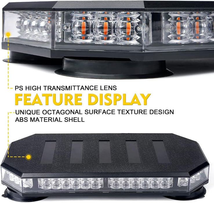 "Patented  42 LED Roof Top Strobe Beacon Light Bar - Ultimate Hazard Warning Emergency Flashing Lights for Construction Vehicles and More!"