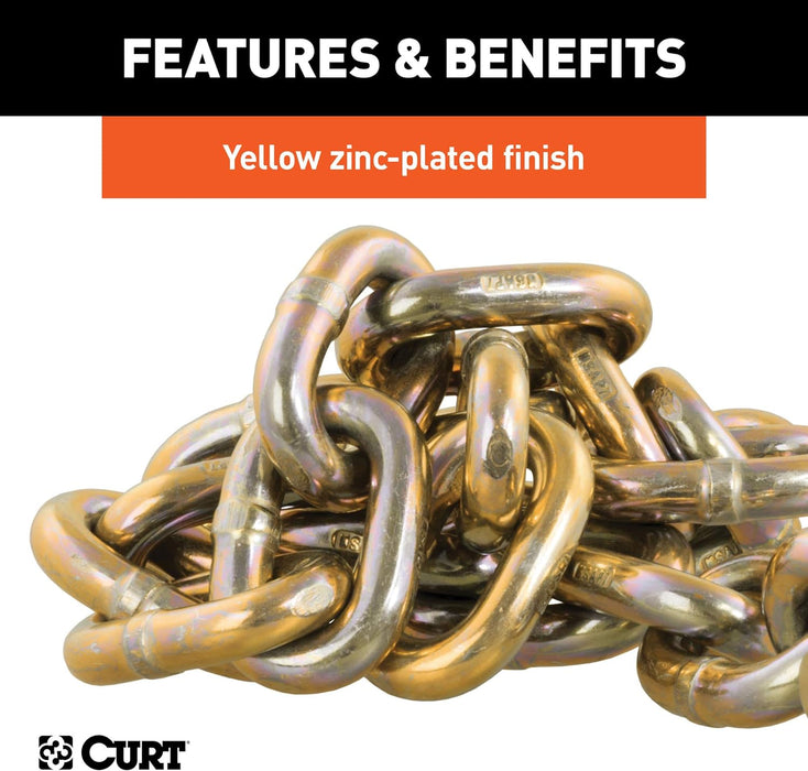 80316 35-Inch Trailer Safety Chain with 3/8-In Clevis Snap Hook, 24,000 Lbs Break Strength, YELLOW ZINC