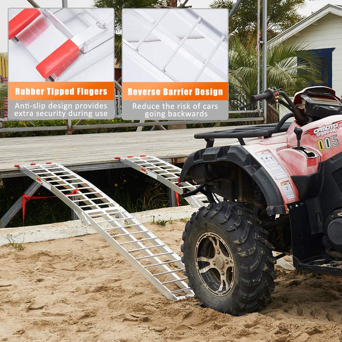 ATV Ramps Aluminum Folding Loading Ramps 1500Lbs Capacity 7.5Ft,2Pc Lightweight Portable Ramps Truck Ramps Motorcycle Ramps 4 Wheeler Ramps for Pickup Trucks,Trailer,Lawn Mower,Dirt Bike.