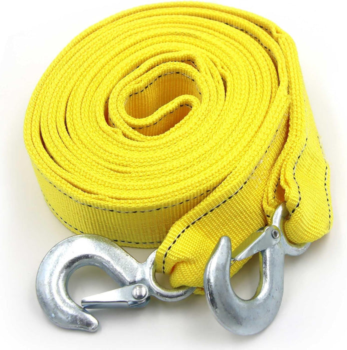 Heavy Duty Tow Strap with Safety Hooks | 2” X 16.4’ | 13200 LB Capacity, Tow Rope Yellow Shackle for Vehicle Recovery, Hauling, Stump Removal & Much More,Best Towing Accessory for Car