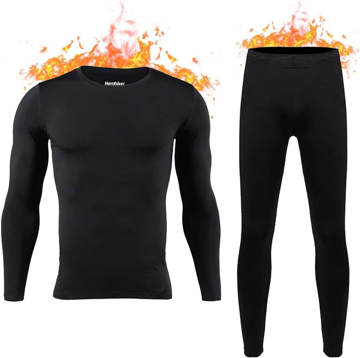 Long Johns Thermal Underwear for Men Skiing Winter Warm Hunting Gear Fleece Lined Base Layer Set Top Bottom