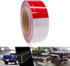 Reflective Tape Red in White DOT-C2 Industrial Marking Tape for Outdoor, Cars, Trucks, Boats(2"X85Ft)