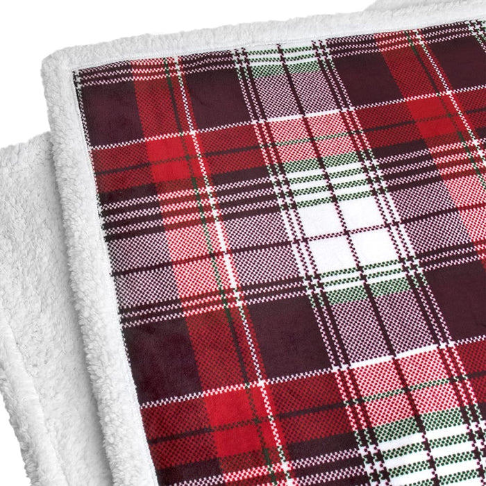 Christmas Plaid Blanket | Sherpa Fleece Flannel Throw Blanket | Christmas Plaid Warm Plush Microfiber Blanket for Couch Sofa | 50X60 Inches