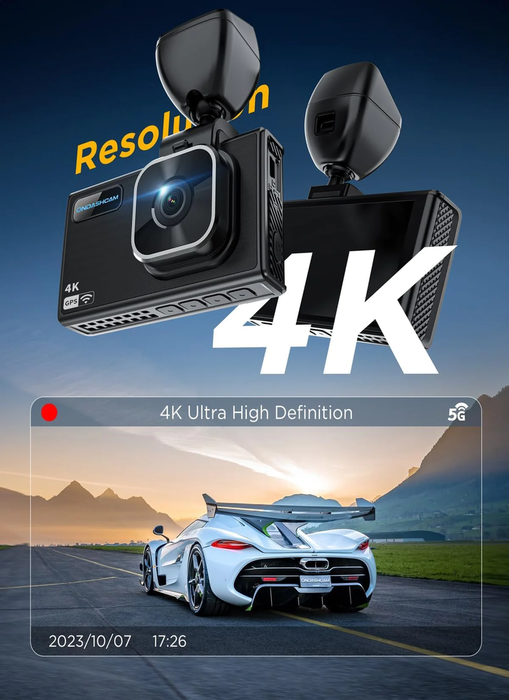 4K Dash Cam with Built-In Wifi GPS, 2160P UHD Dash Camera for Cars, 3.5" IPS Dashcam for Cars with 32GB Card, 170° Wide Angle, WDR, Night Vision, G-Sensor, Parking Mode