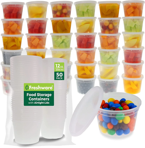 Plastic Deli Containers, 12 Ounce, 12 Oz, 50-Set