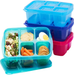 ® - Patented Design Bento Lunch Boxes - Reusable 5-Compartment Food Containers for School, Work, and Travel, Set of 4 (Jewel Brights)