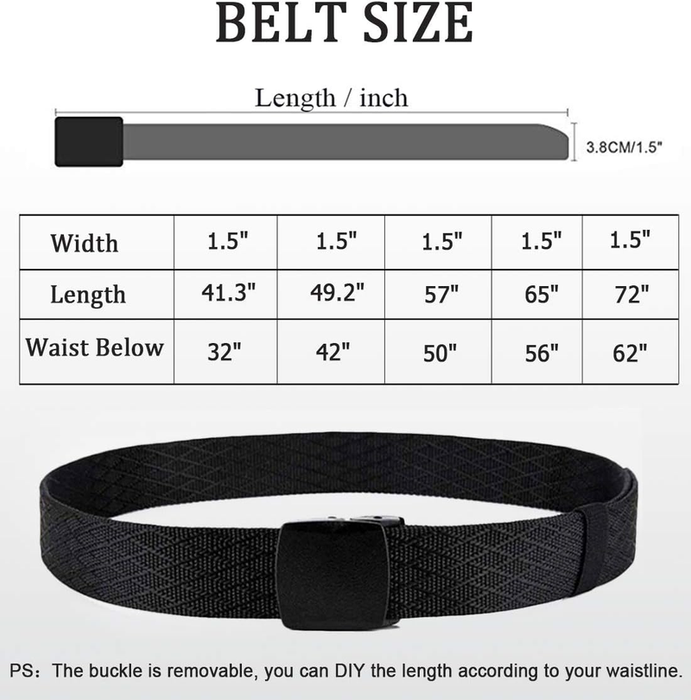 2 Pack Nylon Belt Outdoor Military Web Belt 1.5" Men Tactical Webbing Belt