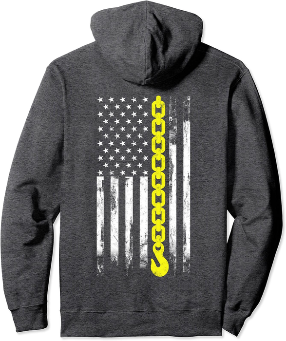 Tow Truck Driver Thin Yellow Line USA Flag Gift Towing Dad Pullover Hoodie