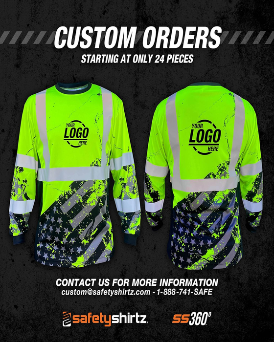 SS360 American Grit Long Sleeve Tee - ANSI Class 3 - Safety Green - XL