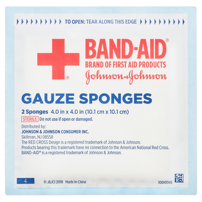 Band Aid Brand First Aid Tru-Absorb Gauze Sponges, 4 in X 4 In, 50Ct