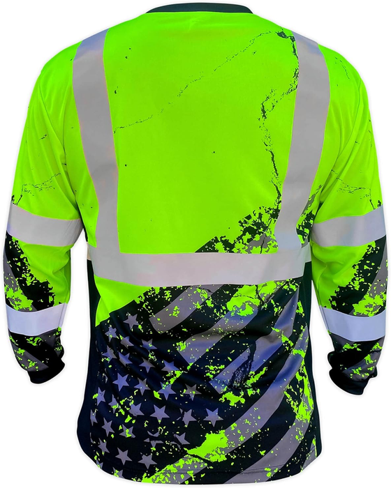 SS360 American Grit Long Sleeve Tee - ANSI Class 3 - Safety Green - XL