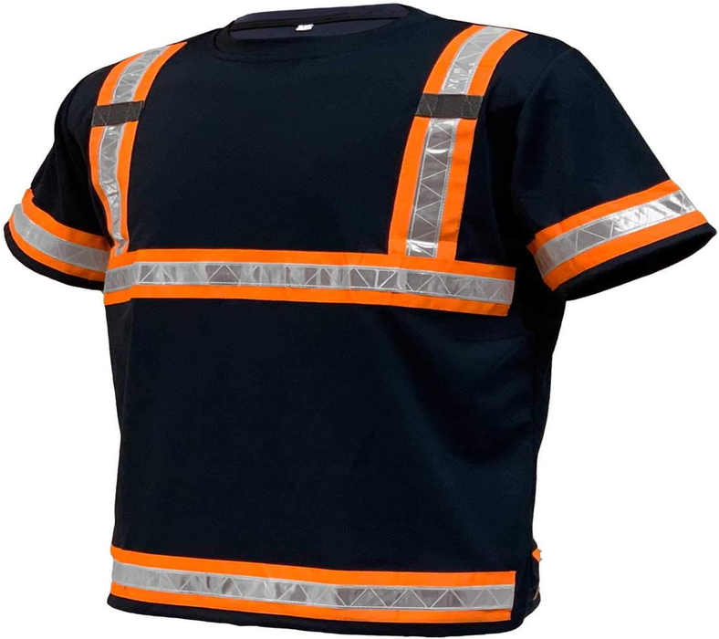 Reflective Safety Work Shirts for Men - High Visibility Short Sleeve T Shirts ANSI Class 3 Gear with Reflective Tape