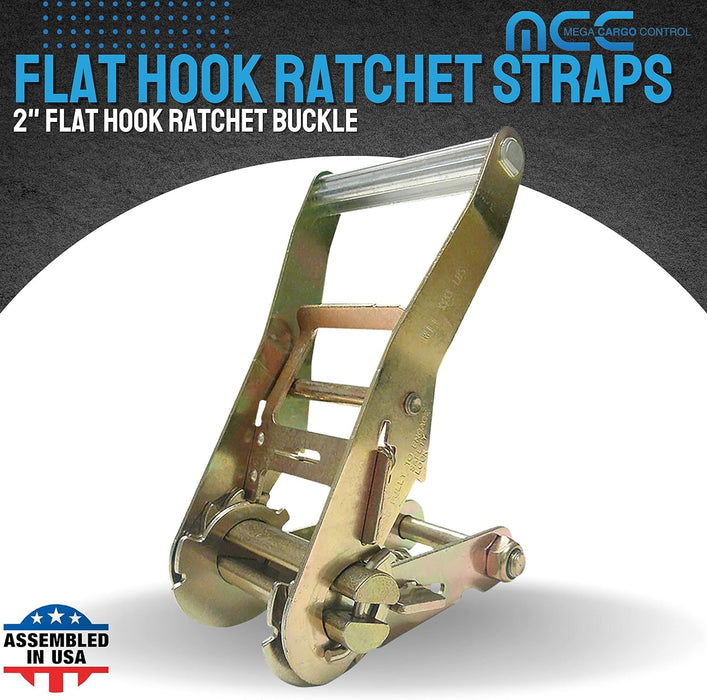 2” X 30’ Flat Hook Tie down Ratchet Straps for Flatbed, Trucks, Trailers, Farming & Construction (Pink, 4 Pack)